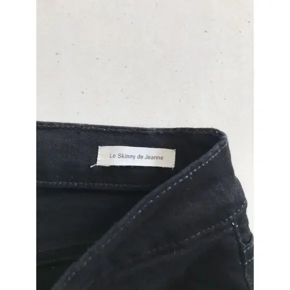 Frame Le Skinny de Jeanne Stretch Slit Front Denim Jeans Film Noir - Picture 5 of 11